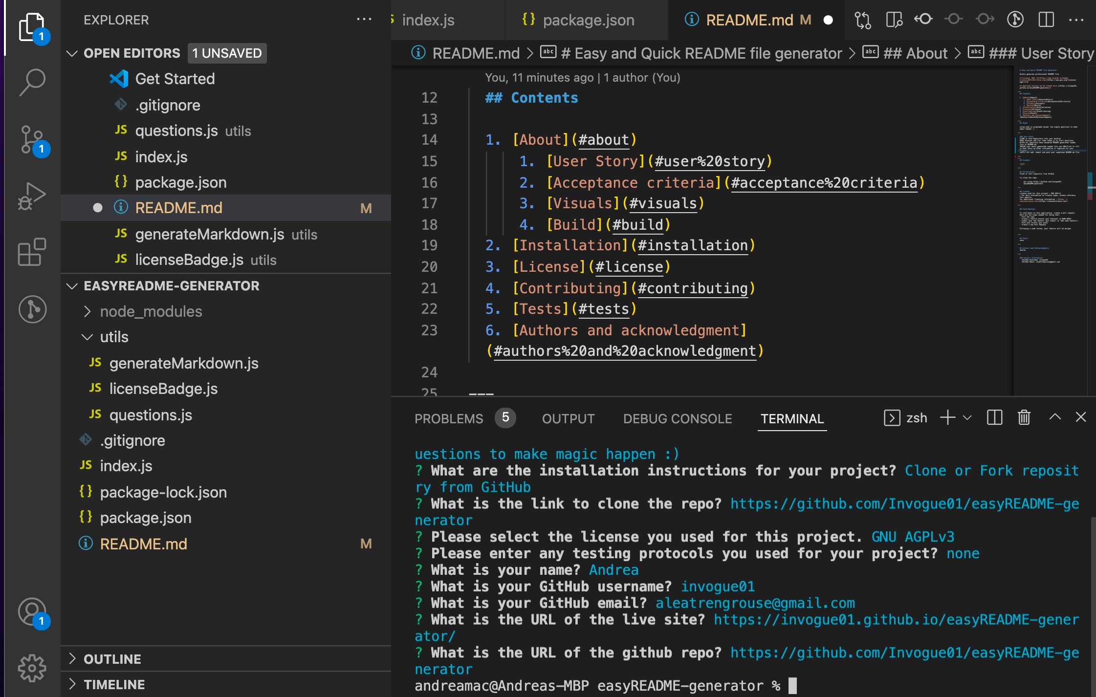 Easy And Quick README File Generator EasyREADME generator